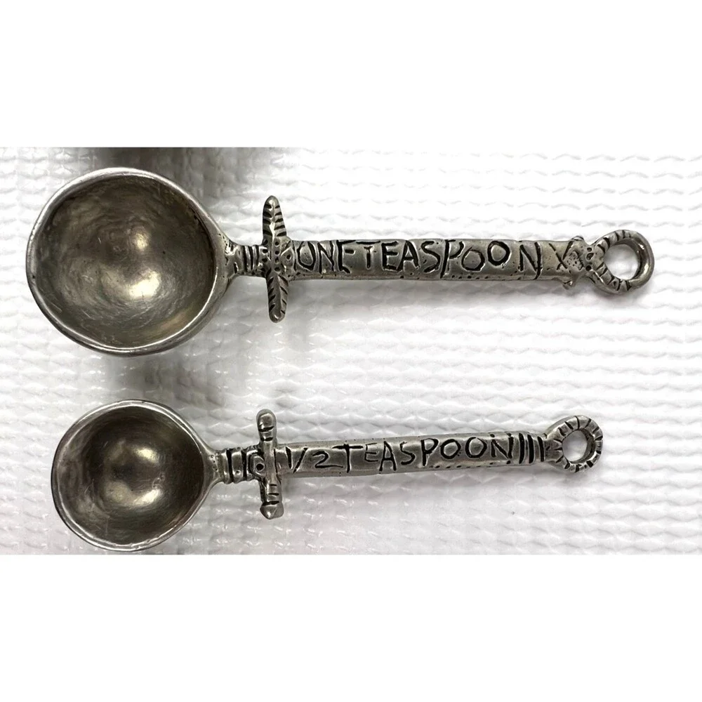 Vintage Tin Woodsman Crosby & Taylor Celtic Pewter Measuring Spoons